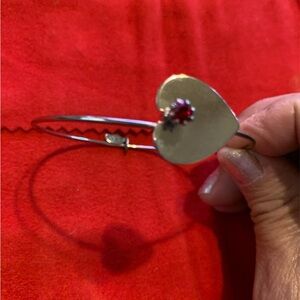 Heart Bangle with Red Gem